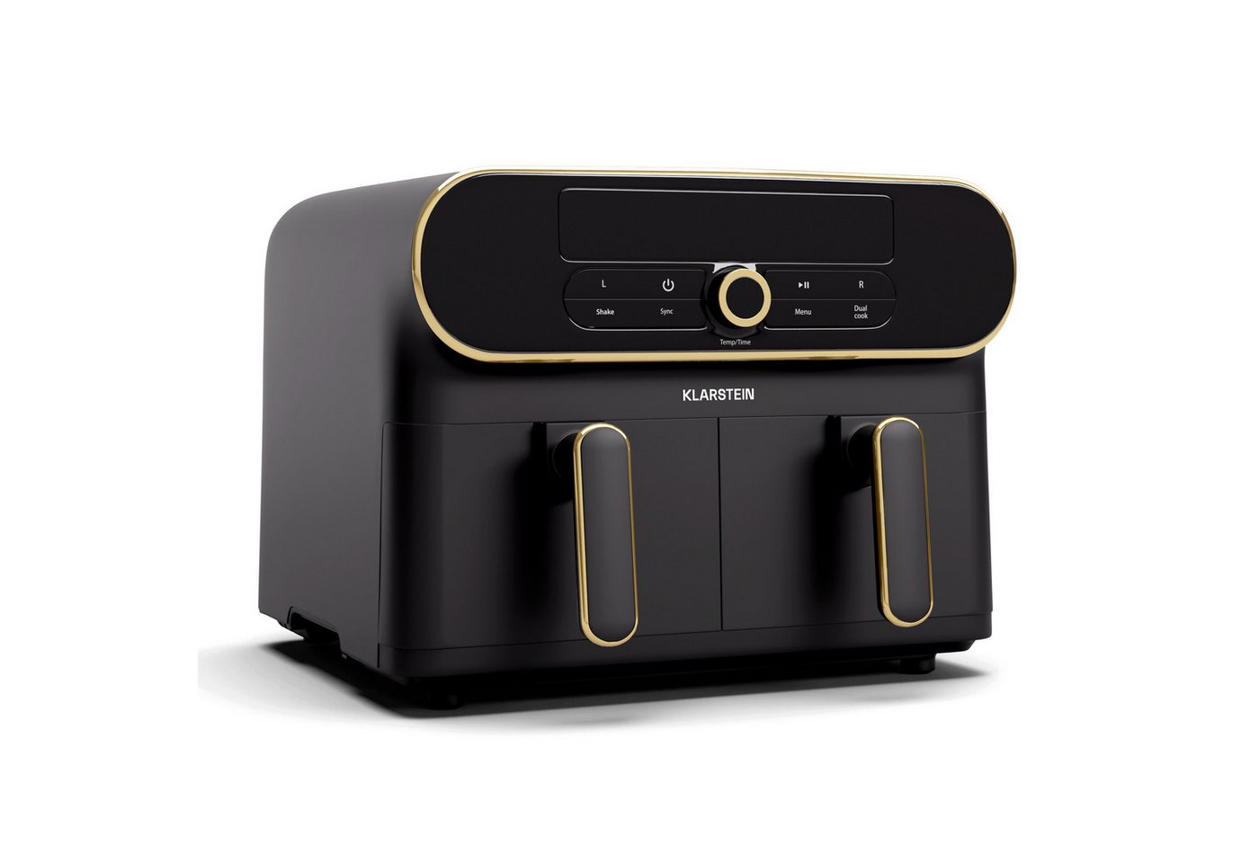 AuraAir Color Touch Heißluftfriteuse 2 Fächer 10 l 1700 W 80 - 200 °C 8 Programme Schwarz/Antik-Gold-Metallic