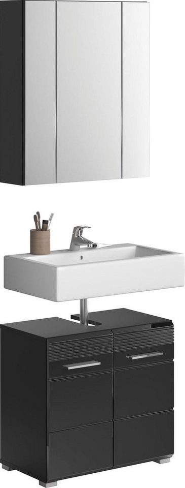 Home affaire Badmöbel-Set Malmö, 2 teilig, bestehend aus: Waschbeckenunterschrank, Spiegel, (Set, 2-St), Badmöbel, 2-tlg. Bild 4