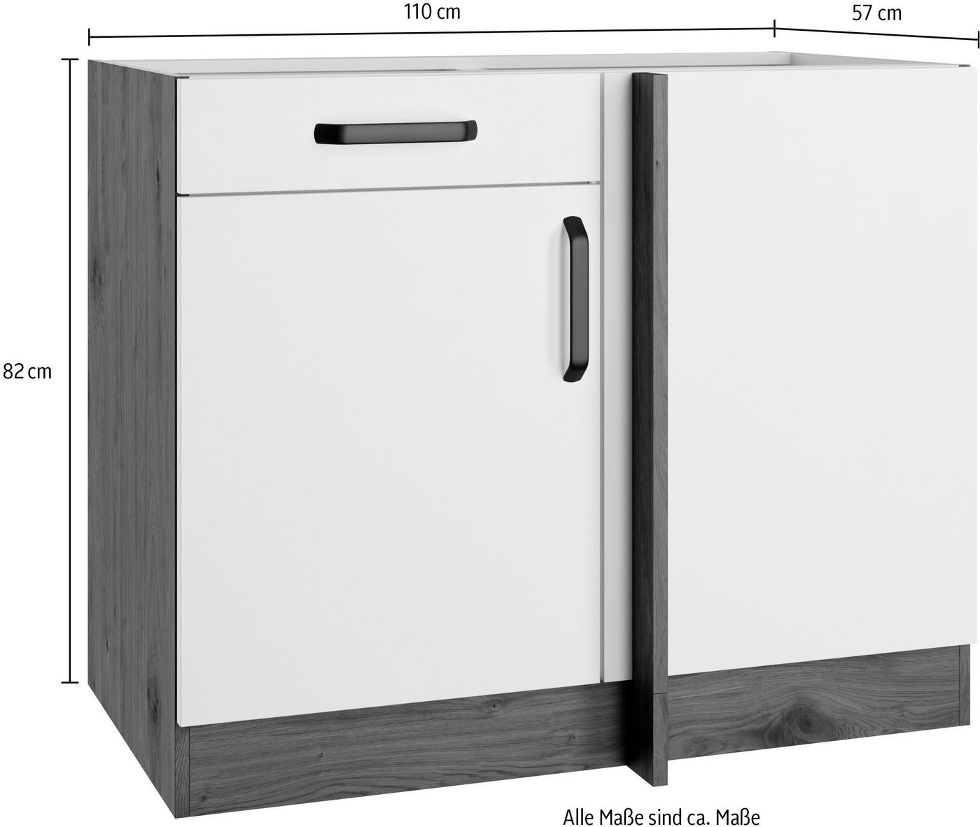 wiho Küchen Eckunterschrank Elba Breite: 110 cm, mit Schubkasten und zusätzlichem Einlegeboden Bild 3