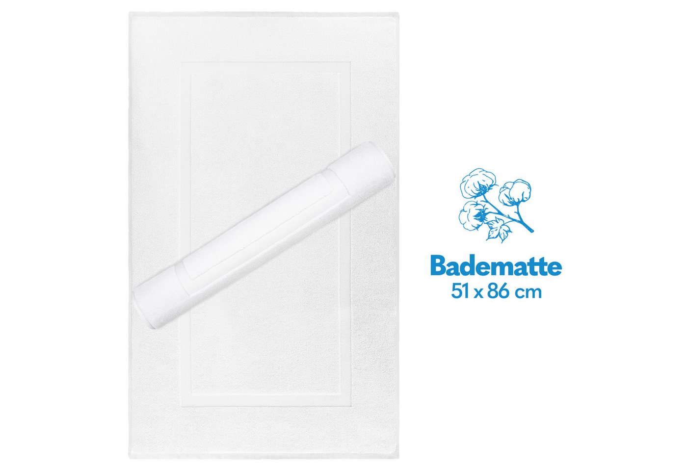 HAMMETEX Badematte Hotelmatte, Duschvorleger, Höhe 5 mm, beidseitig nutzbar, Baumwolle, rechteckig, 2-teiliges Set, einfarbig, 100% Baumwolle Bild 5