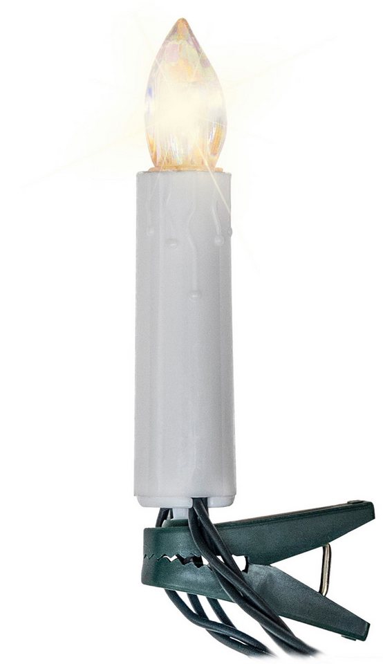 OTTO home LED-Lichterkette kabelgebundene LED Christbaumkerzen 50-teilig, Timer, Indoor Outdoor, 50-flammig, warmweiß, Beleuchtungsstrecke ca. 24,5 m und Zuleitung 5 m