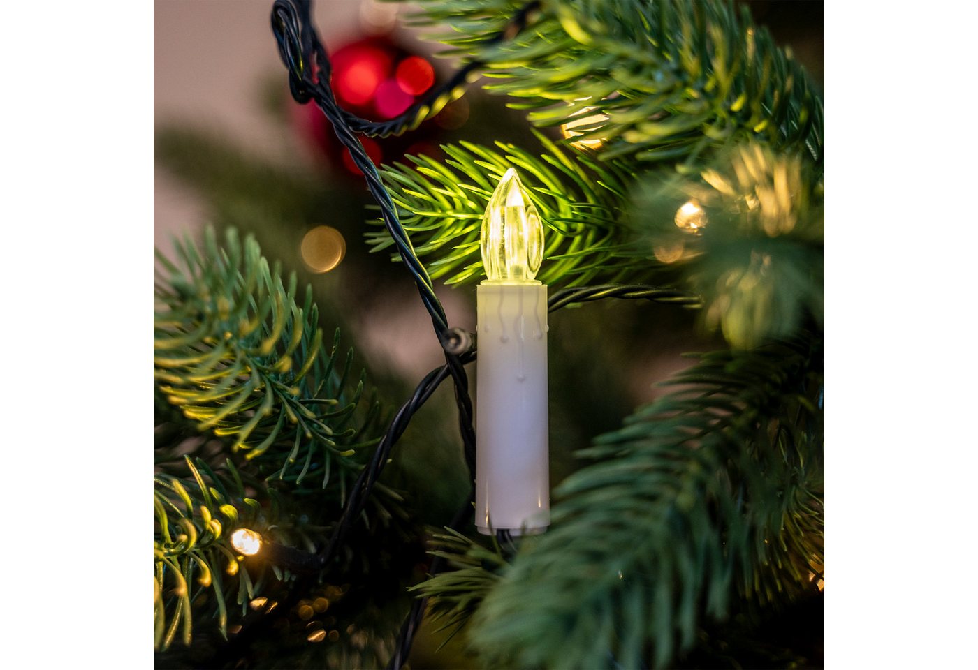 OTTO home LED-Lichterkette kabelgebundene LED Christbaumkerzen 50-teilig, Timer, Indoor Outdoor, 50-flammig, warmweiß, Beleuchtungsstrecke ca. 24,5 m und Zuleitung 5 m Bild 2
