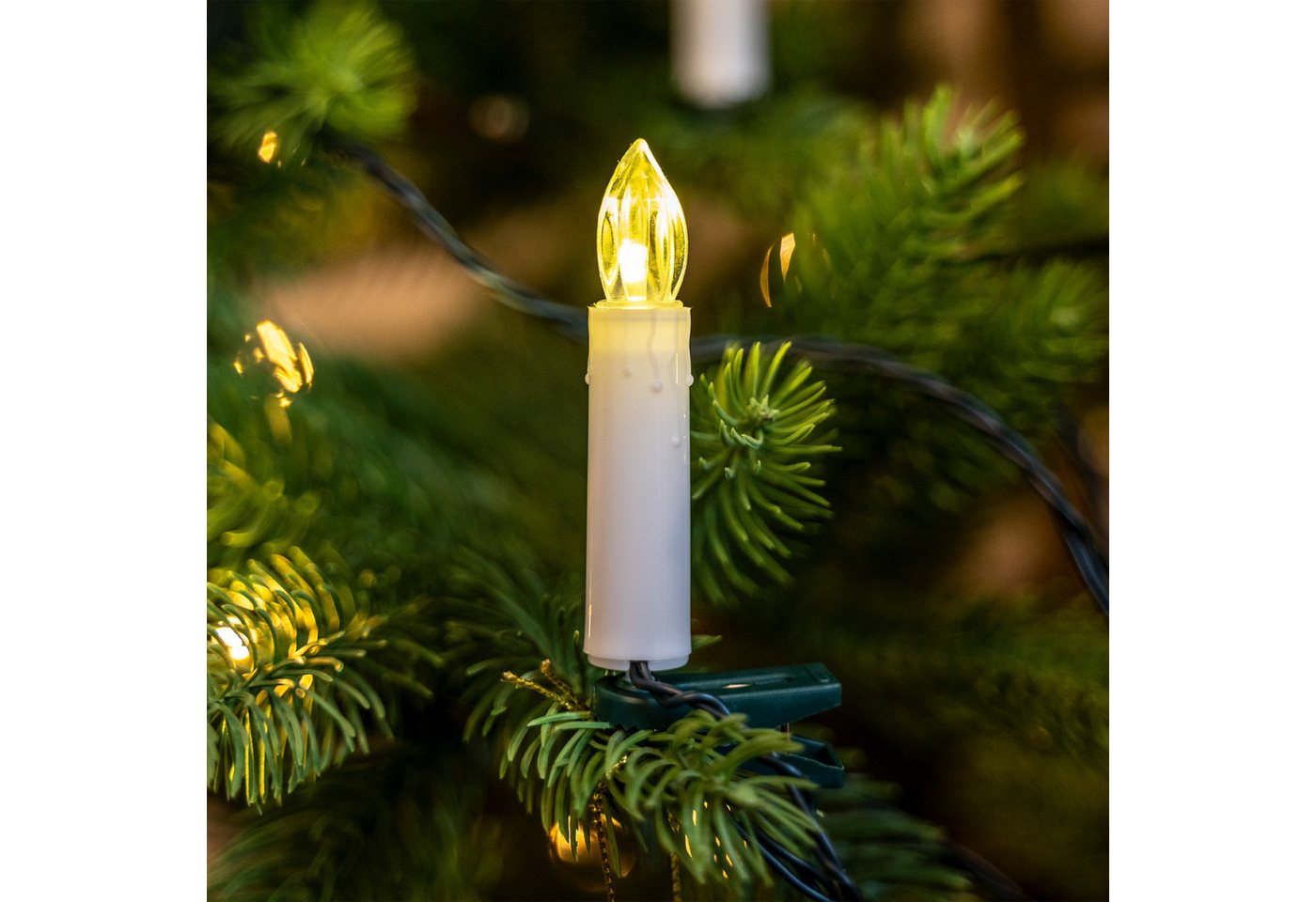 OTTO home LED-Lichterkette kabelgebundene LED Christbaumkerzen 50-teilig, Timer, Indoor Outdoor, 50-flammig, warmweiß, Beleuchtungsstrecke ca. 24,5 m und Zuleitung 5 m Bild 4