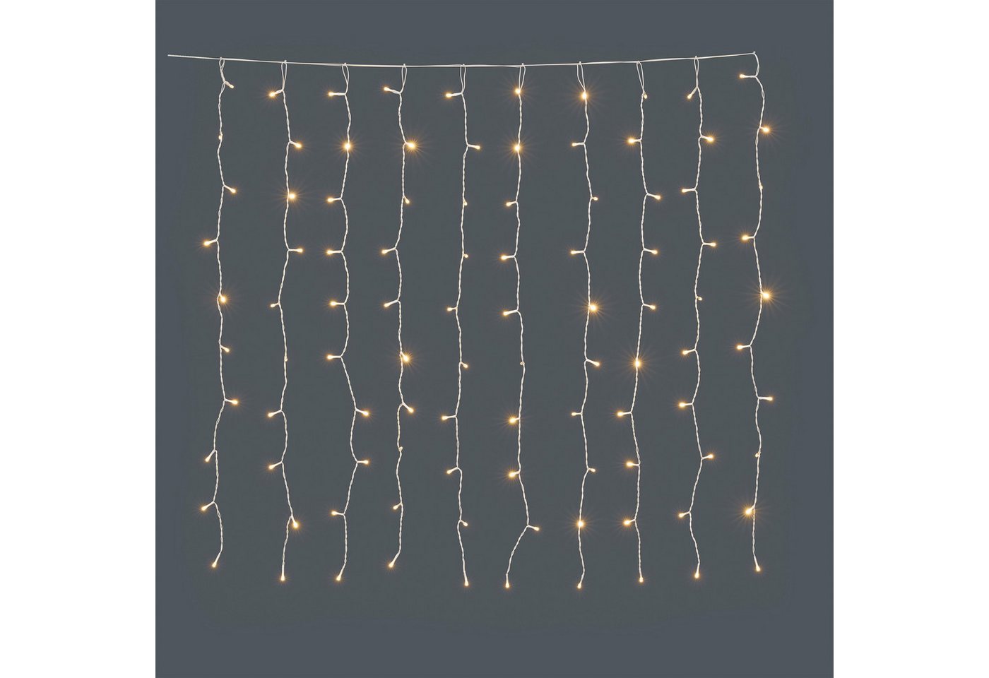OTTO home LED-Lichtervorhang mit 100/200/400 o. 600 LEDs, warmweiß, Timer, Indoor, Outdoor, Garten, weiße Kabelfarbe, IP44, Timer, 5 m Zuleitung, innen, außen, Balkon