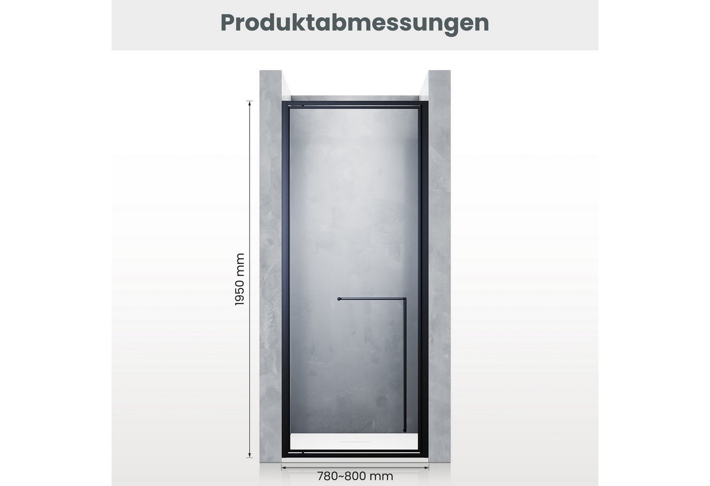 SONNI Dusch-Drehtür Duschtür,Unsichtbare Pivot-Duschtür70/80/90/100cm Duschkabinen, 80x195 cm Bild 2