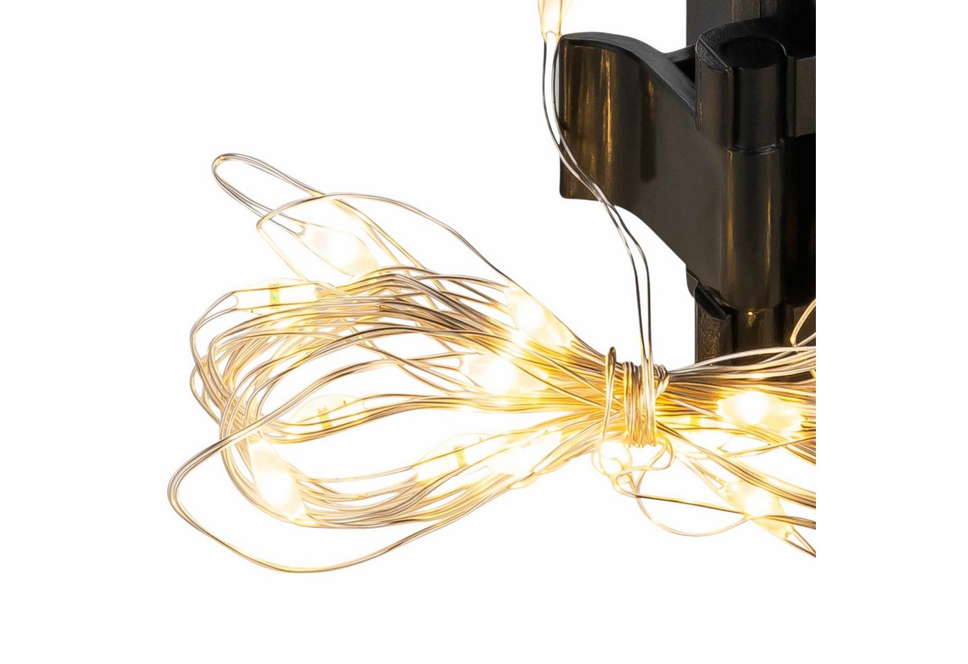 CEPEWA LED-Lichterkette, außen Batterie Draht silber 1,9m 20 LEDs Timer