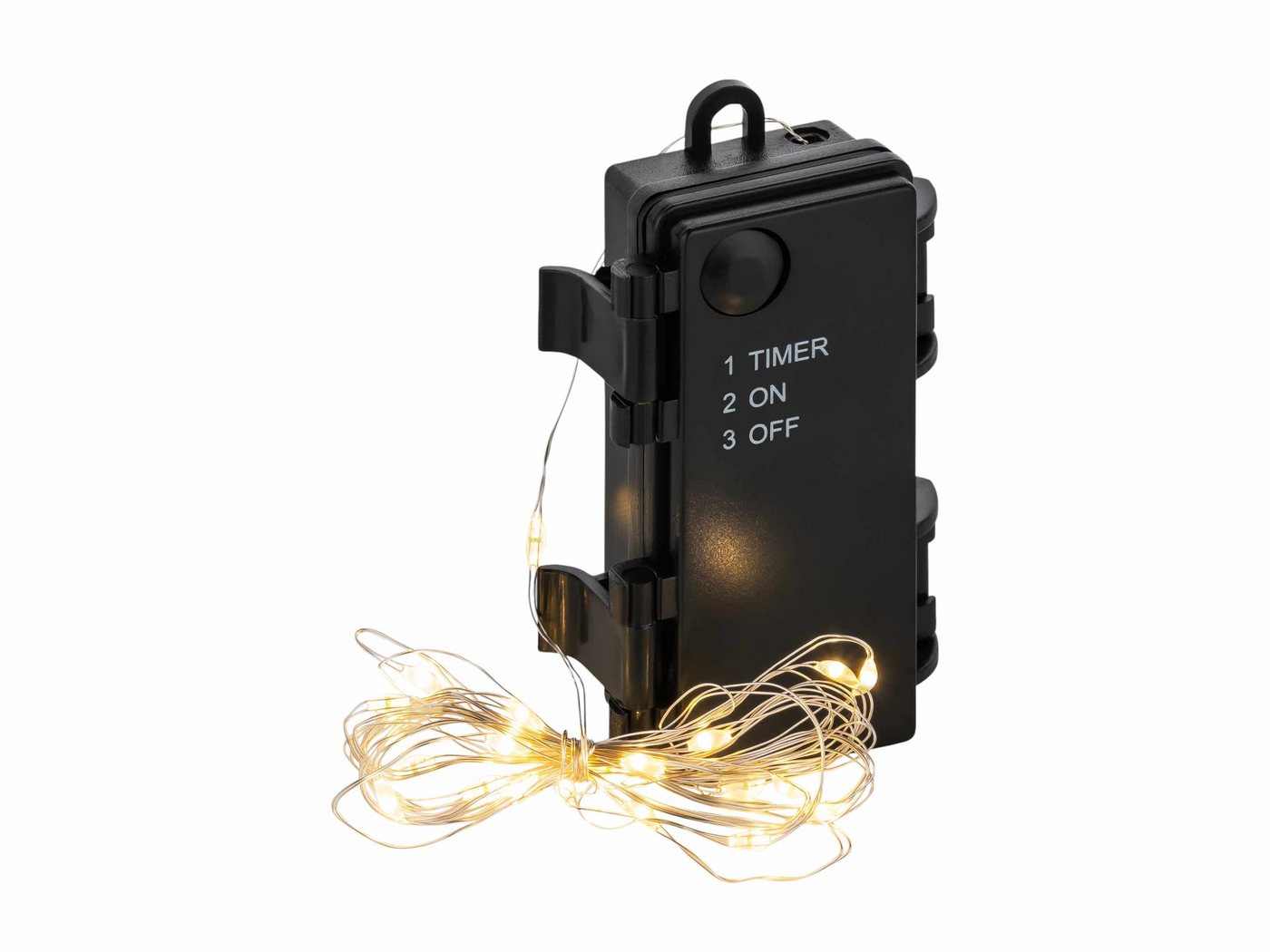 CEPEWA LED-Lichterkette, außen Batterie Draht silber 1,9m 20 LEDs Timer Bild 2