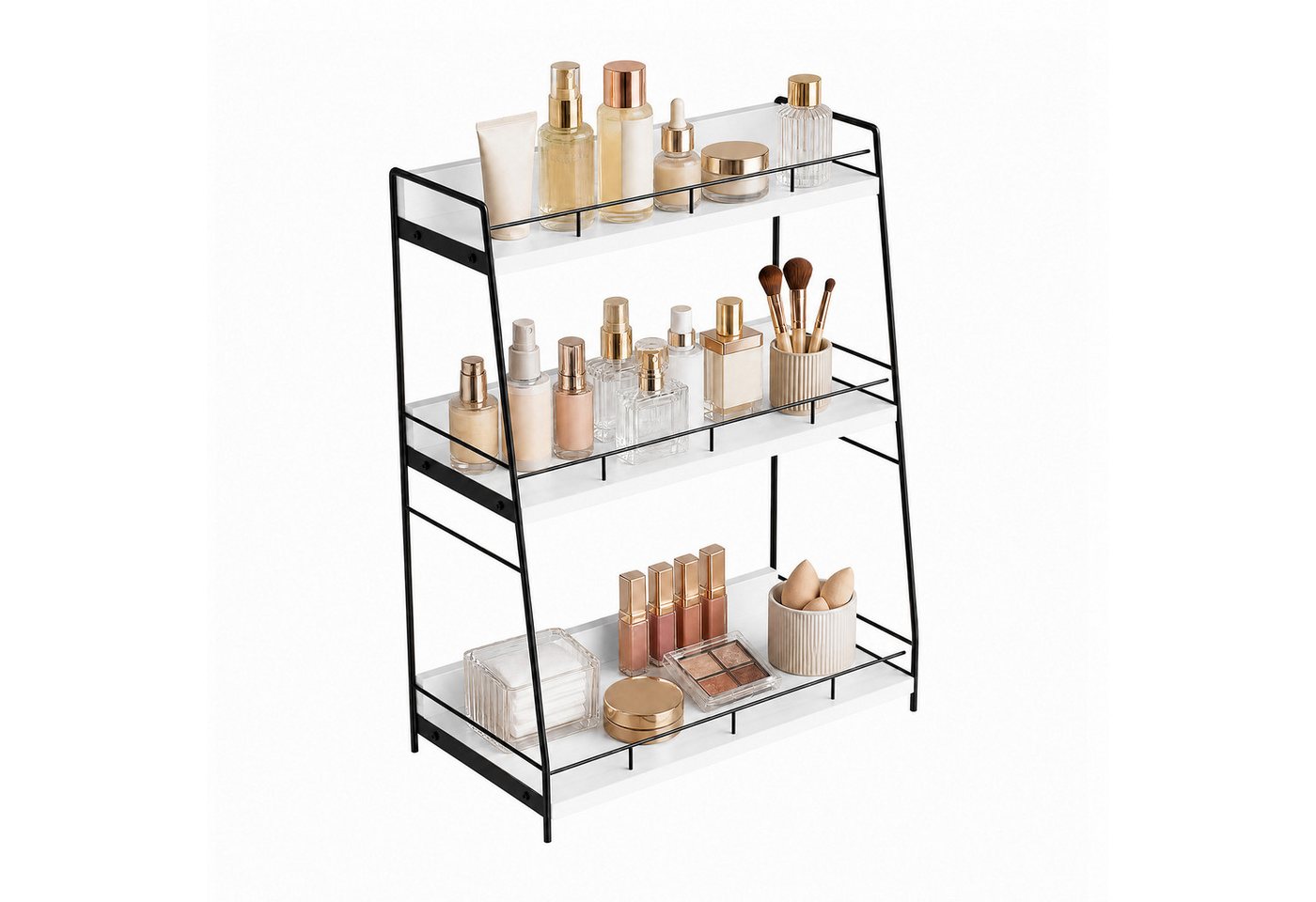 JEOBEST Standregal Badregal Küchenregal Gewürzregal, (1-tlg) 3 Ebenen, Schreibtisch Organizer, Metallgestell