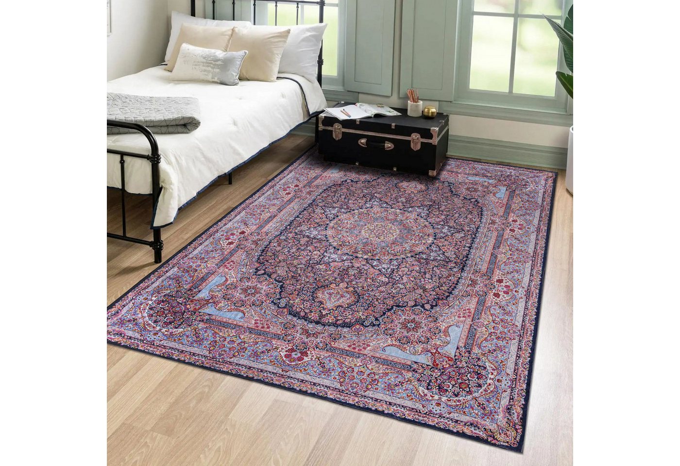 Mazovia Orientteppich Klassisch Bordüre Rosa Wohnzimmer, Schlafzimmer, Büro, Esszimmer, Flur, Fußbodenheizung Bild 4