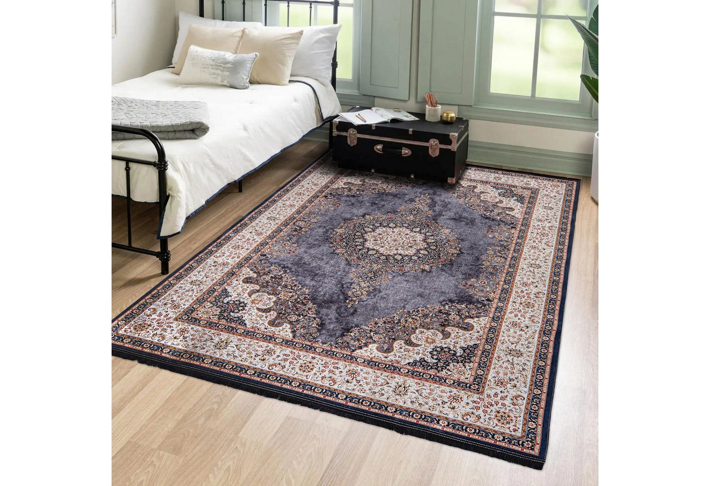 Mazovia Orientteppich Klassisch Bordüre Beige Anthrazit Wohnzimmer, Schlafzimmer, Büro, Fußbodenheizung Bild 3