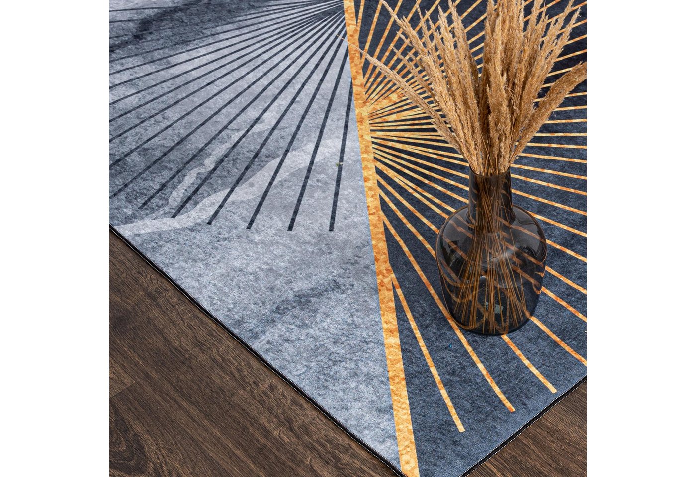 Mazovia Designteppich Modern Geometrisch Schwarz Anthrazit Wohnzimmer, Schlafzimmer, Fußbodenheizung Bild 4