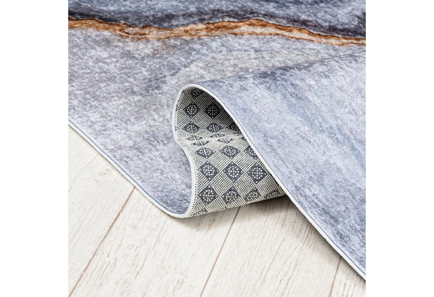 Mazovia Designteppich Modern Glamour Anthrazit Grau Wohnzimmer, Schlafzimmer, Esszimmer, Fußbodenheizung Bild 2
