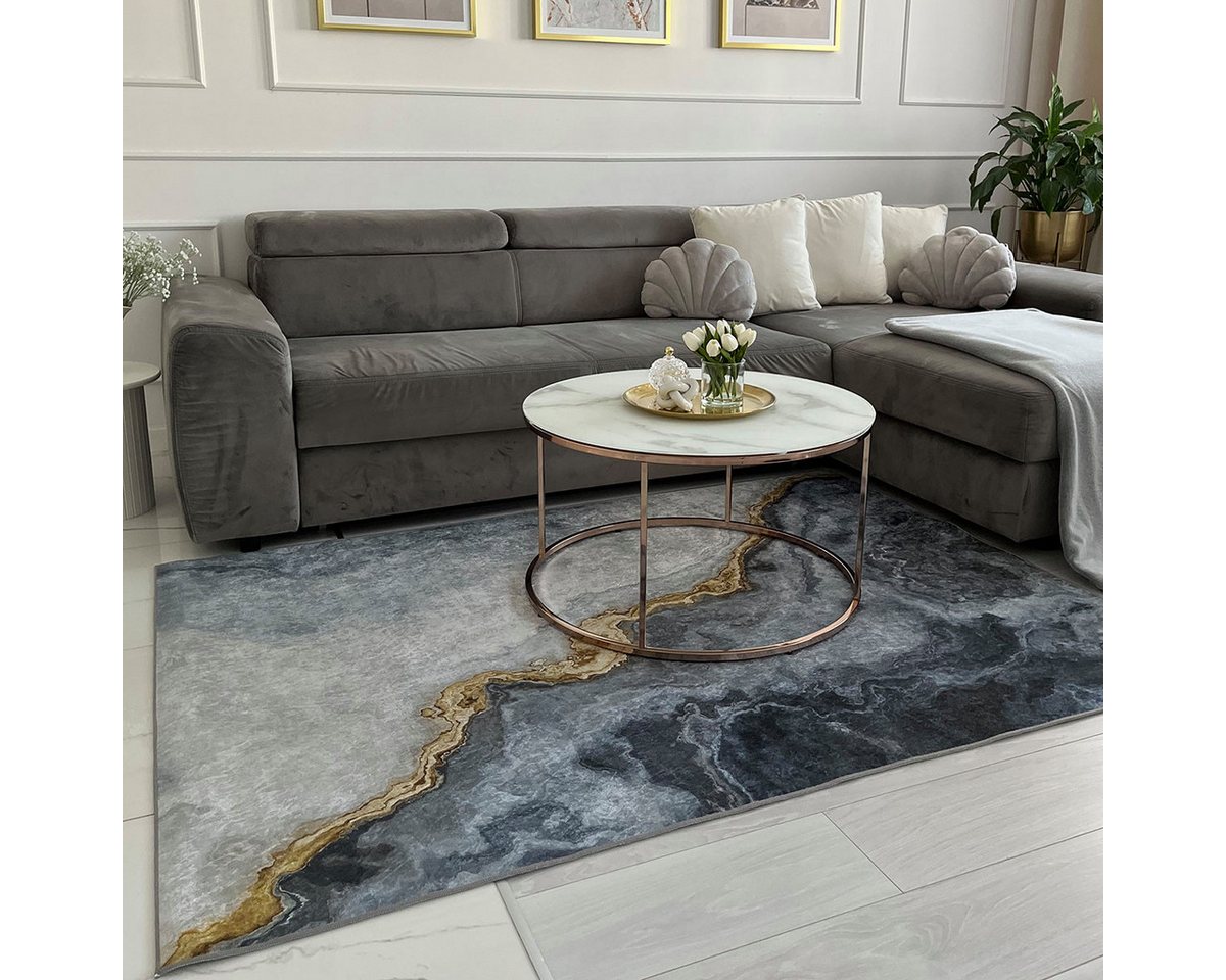 Mazovia Designteppich Modern Glamour Anthrazit Grau Wohnzimmer, Schlafzimmer, Esszimmer, Fußbodenheizung Bild 3