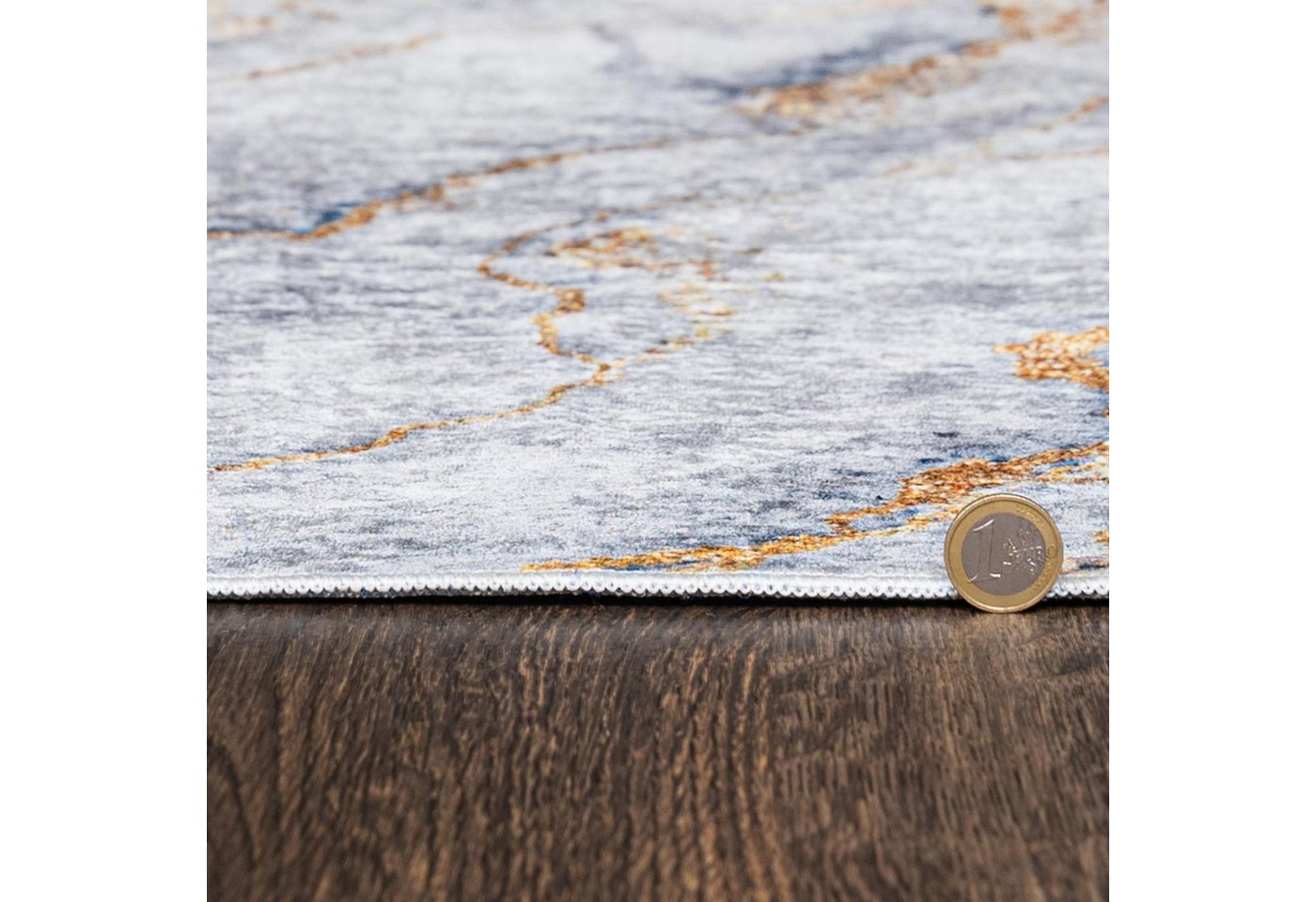Mazovia Designteppich Glamour Marmor Grün Goldfarben Wohnzimmer, Schlafzimmer, Esszimmer, Fußbodenheizung Bild 5