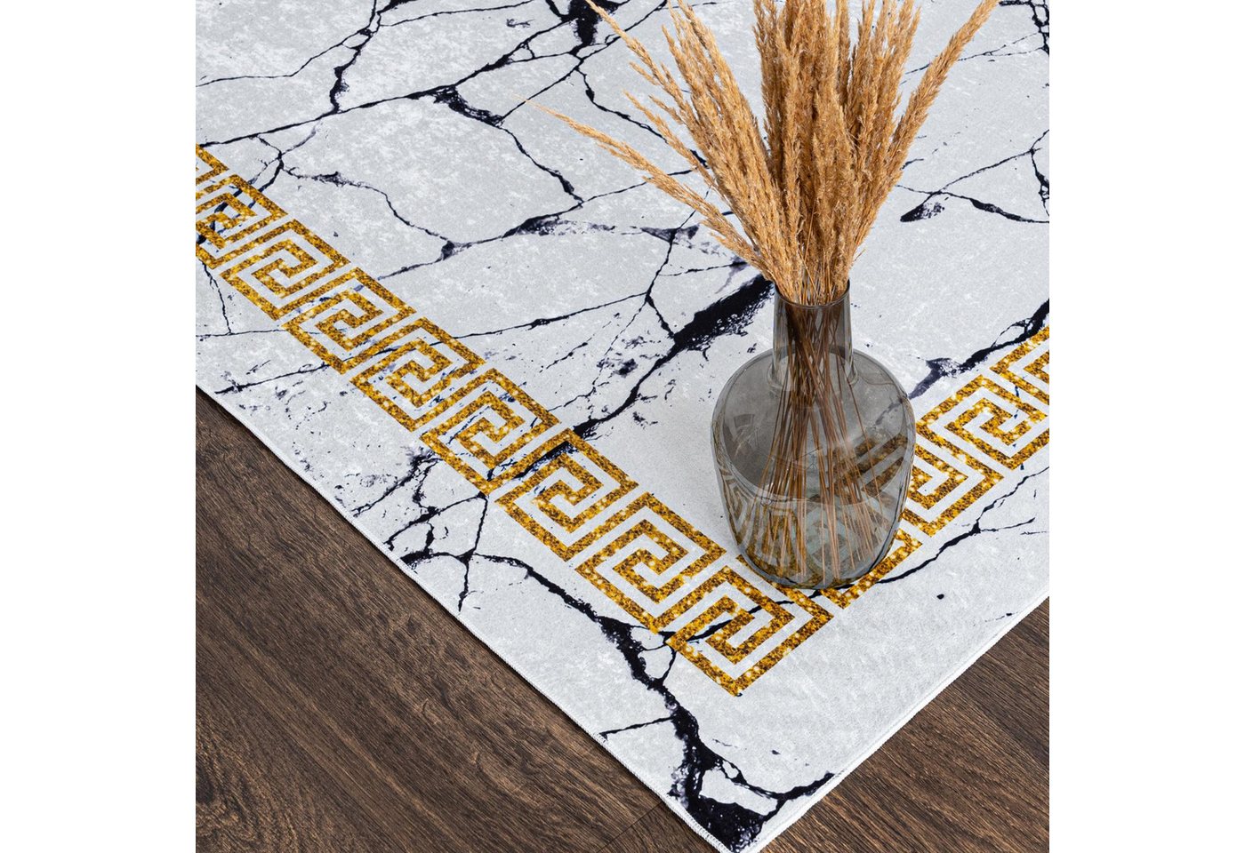 Mazovia Designteppich Glamour Marmor Anthrazit Grau Wohnzimmer, Schlafzimmer, Büro, Fußbodenheizung Bild 5
