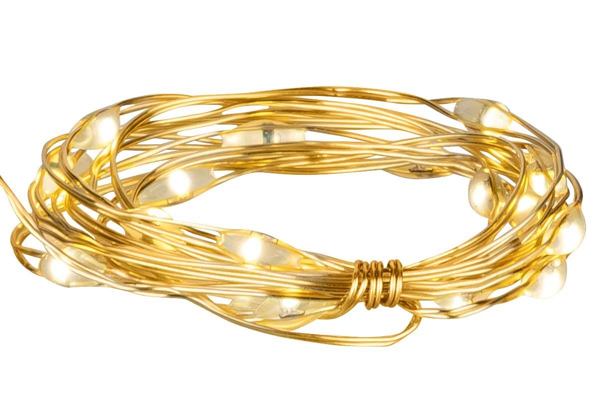 Coen Bakker Deco BV LED-Lichterkette Gold Wire, Batterie Draht gold 20 LED warmweiß 0,95m Bild 3