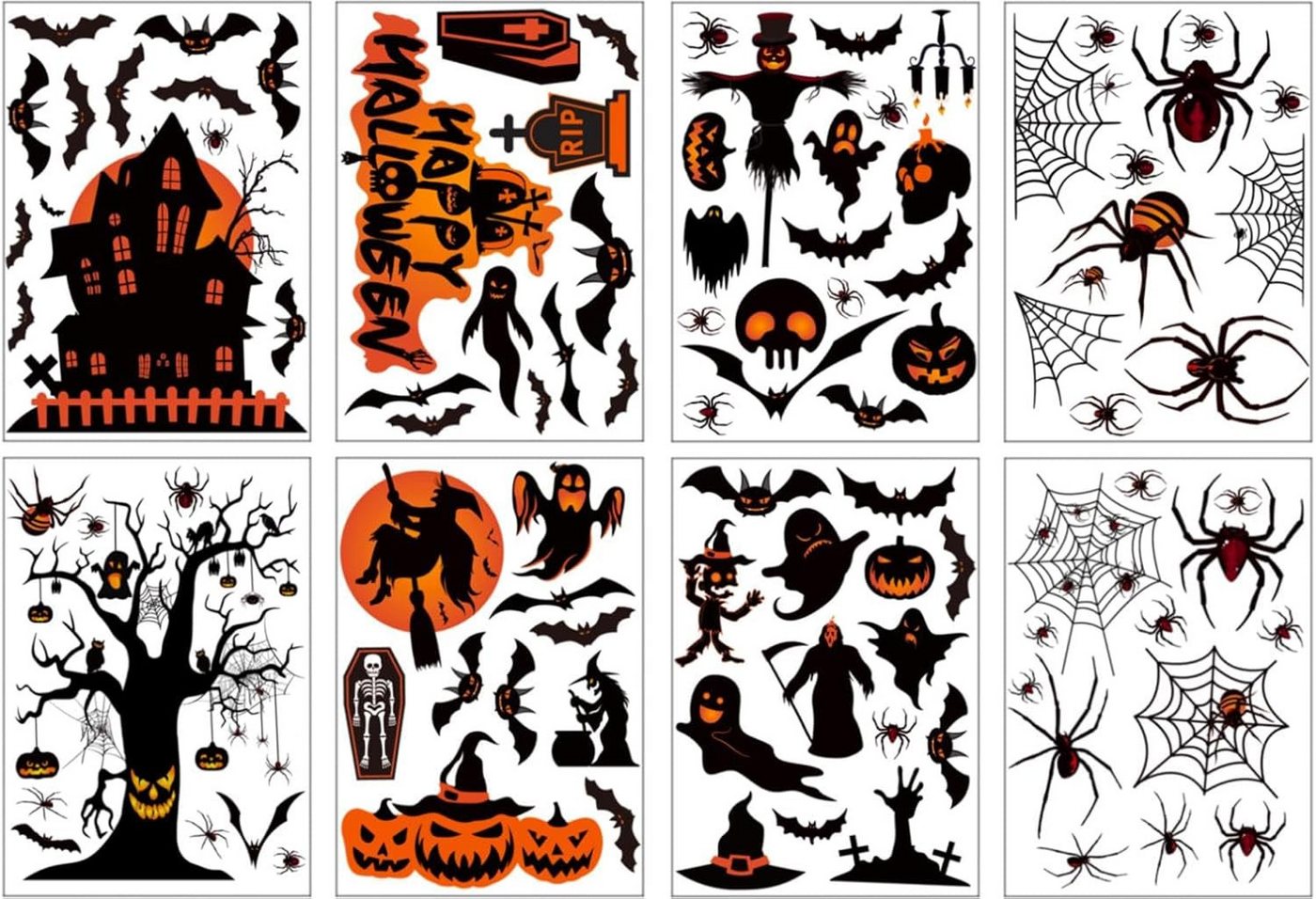 Bomiclss Fensterfolie 15 Stück Halloween Fensterbilder,Halloweendeko Fenstersticker