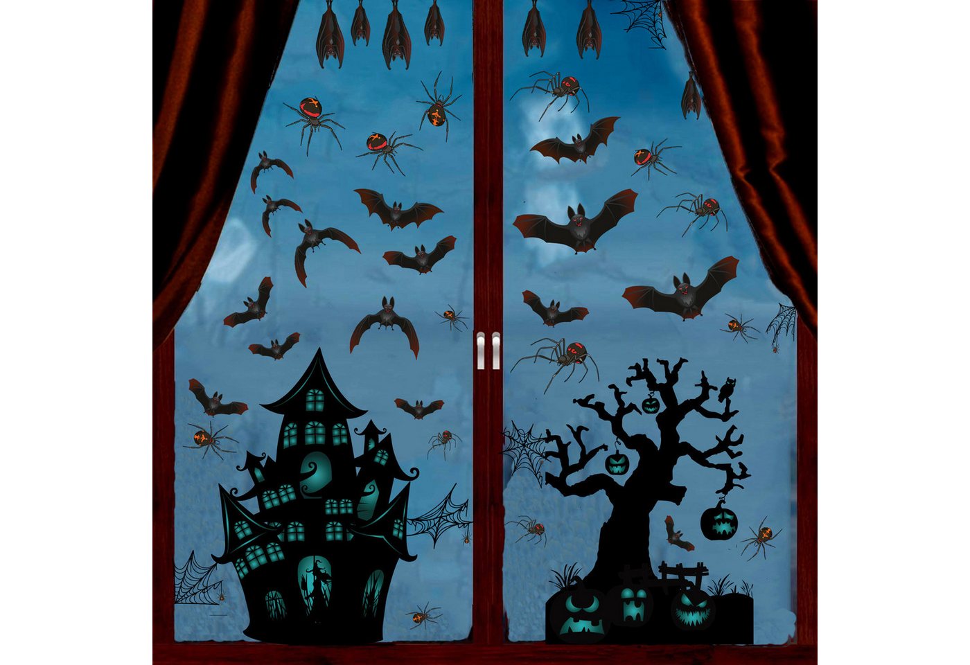 Bomiclss Fensterfolie 15 Stück Halloween Fensterbilder,Halloweendeko Fenstersticker Bild 3