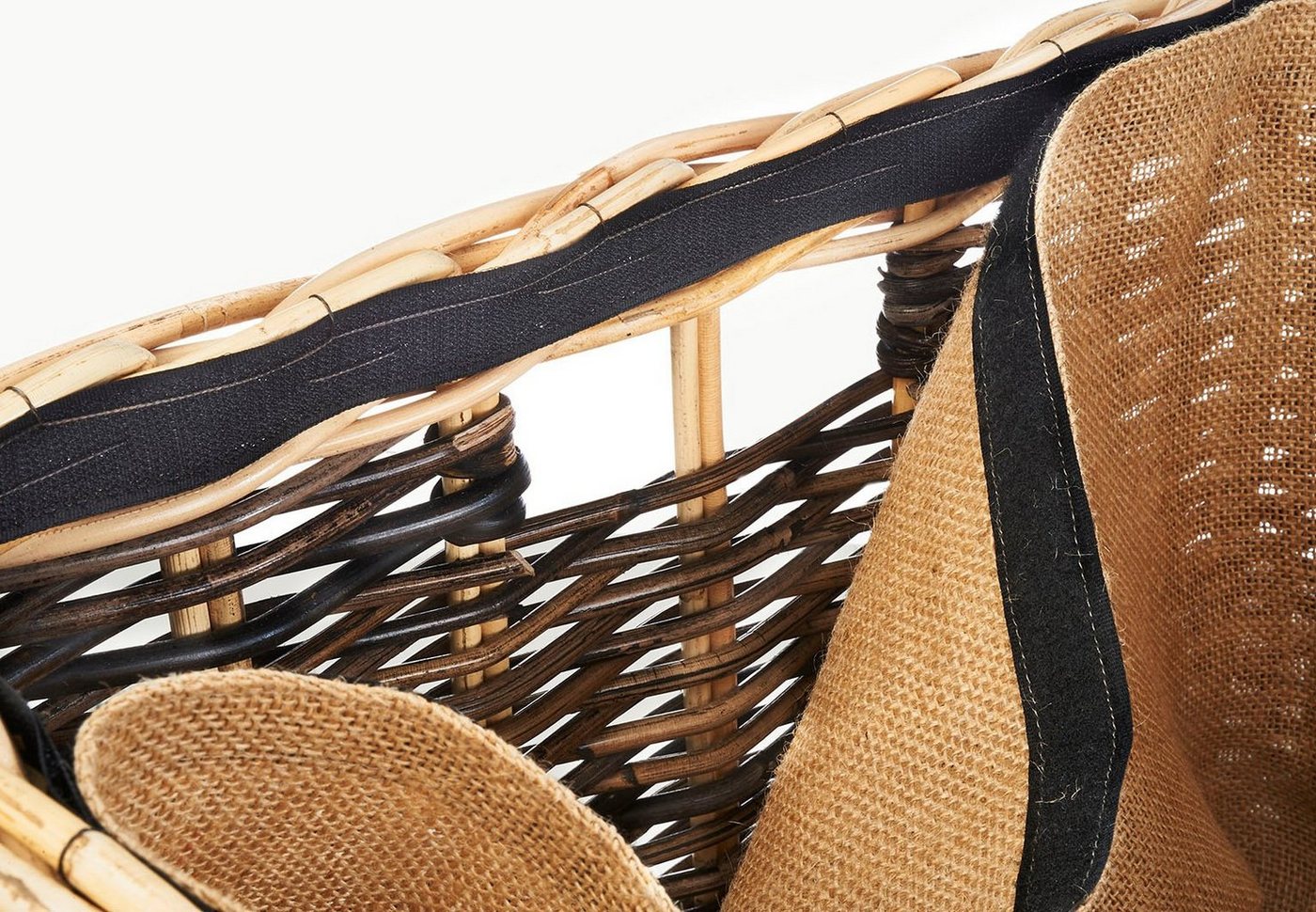 Kobolo Kaminholzkorb Holzkorb aus Rattan zweifarbig mit Jutestoff Bild 2