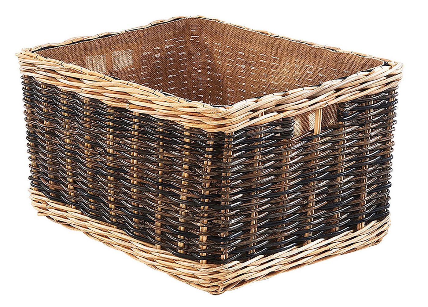 Kobolo Kaminholzkorb Holzkorb aus Rattan zweifarbig mit Jutestoff Bild 5