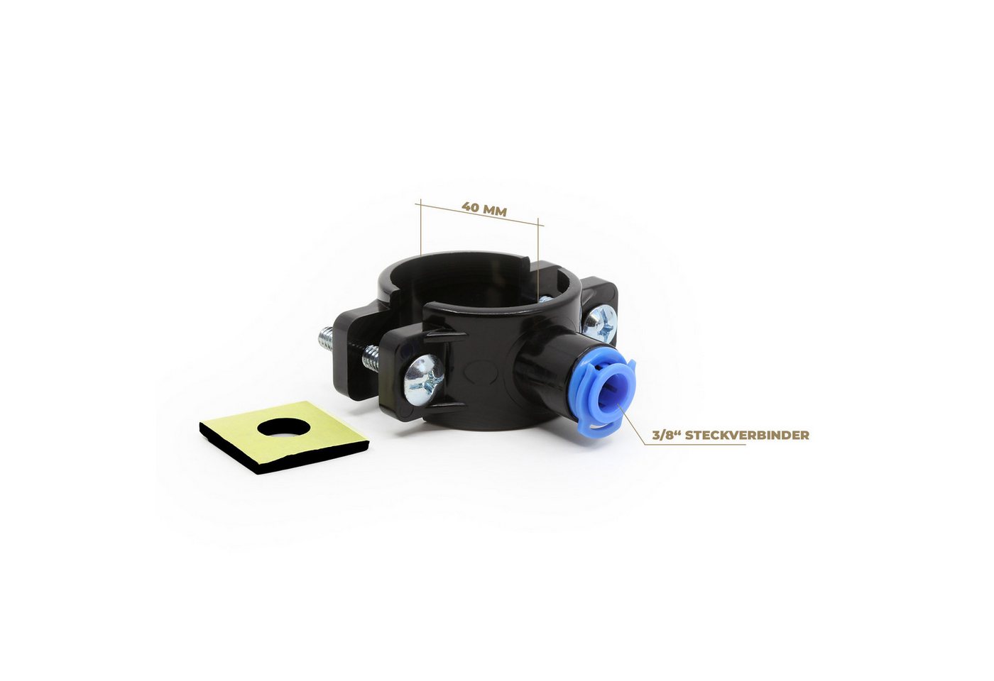 DreamFilters Rohrschelle, Abflussschelle 3/8" für Saugroboter mit Wischfunktion., Abwasserschelle für Siphon unter Spüle zur Schmutzwasserableitung.