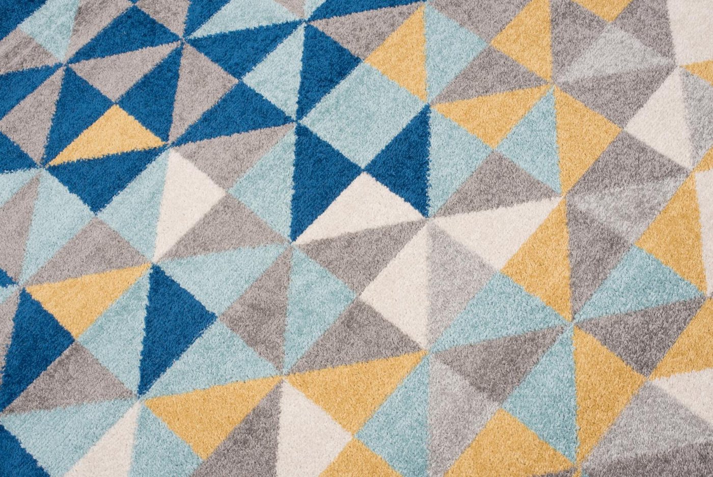 Mazovia Teppich Modern Geometrisch Blau Gelb Wohnzimmer, Schlafzimmer, Büro, Esszimmer, Fußbodenheizung Bild 3