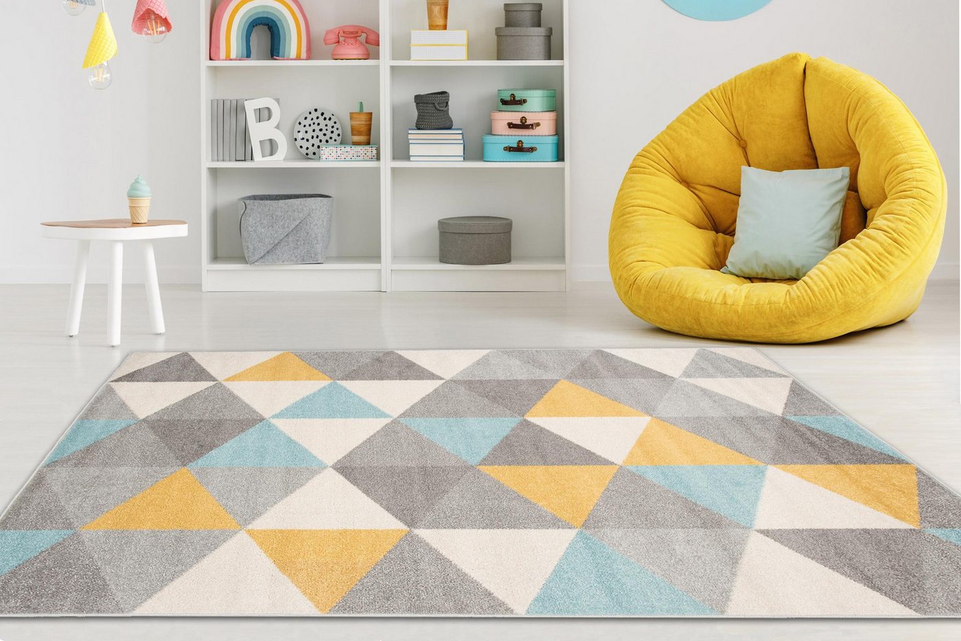 Mazovia Teppich Modern Geometrisch Anthrazit Bunt Wohnzimmer, Schlafzimmer, Büro, Fußbodenheizung Bild 5