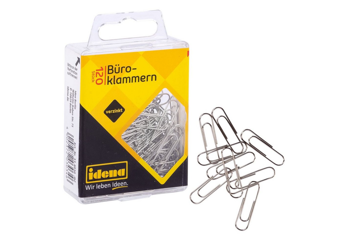 Idena Büroklammer Idena 334030 - Büroklammern, 120 Stück, verzinkt Bild 2