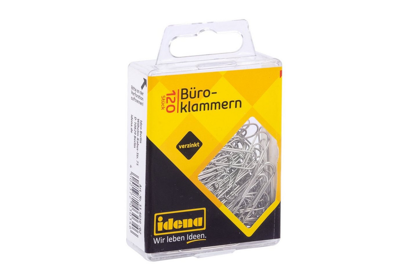 Idena Büroklammer Idena 334030 - Büroklammern, 120 Stück, verzinkt Bild 5