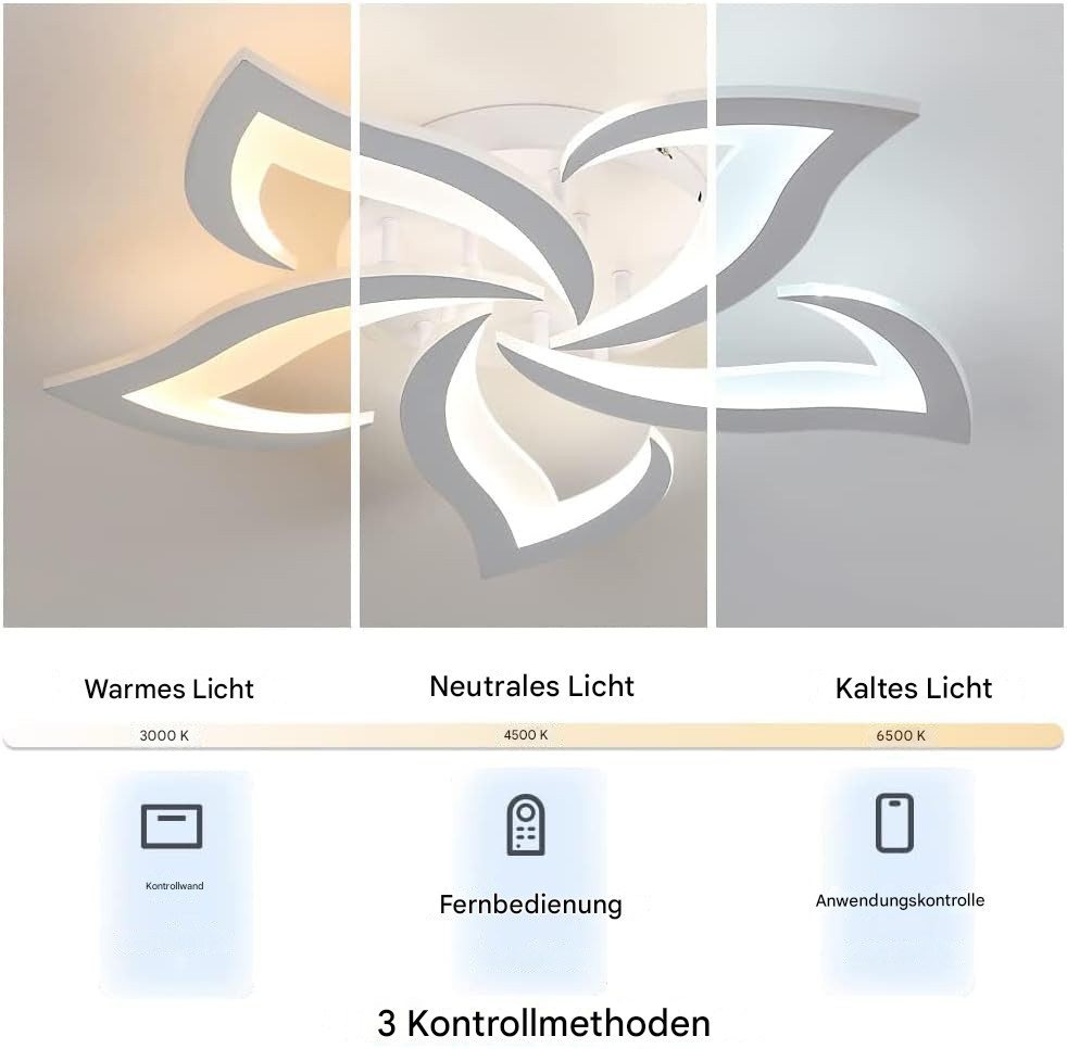 Riserva LED Deckenleuchte LED Deckenleuchte Dimmbar 40W Weiß mit Fernbedienung App 60cm, LED wechselbar, Kein Flimmern,Augenschutz Design,für Schlafzimmer,Wohnzimmer,Büro
