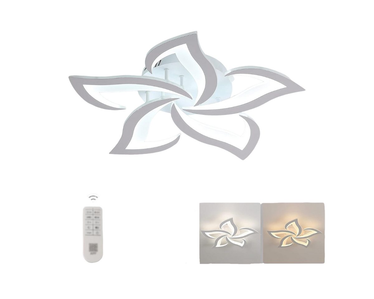 Riserva LED Deckenleuchte LED Deckenleuchte Dimmbar 40W Weiß mit Fernbedienung App 60cm, LED wechselbar, Kein Flimmern,Augenschutz Design,für Schlafzimmer,Wohnzimmer,Büro Bild 2