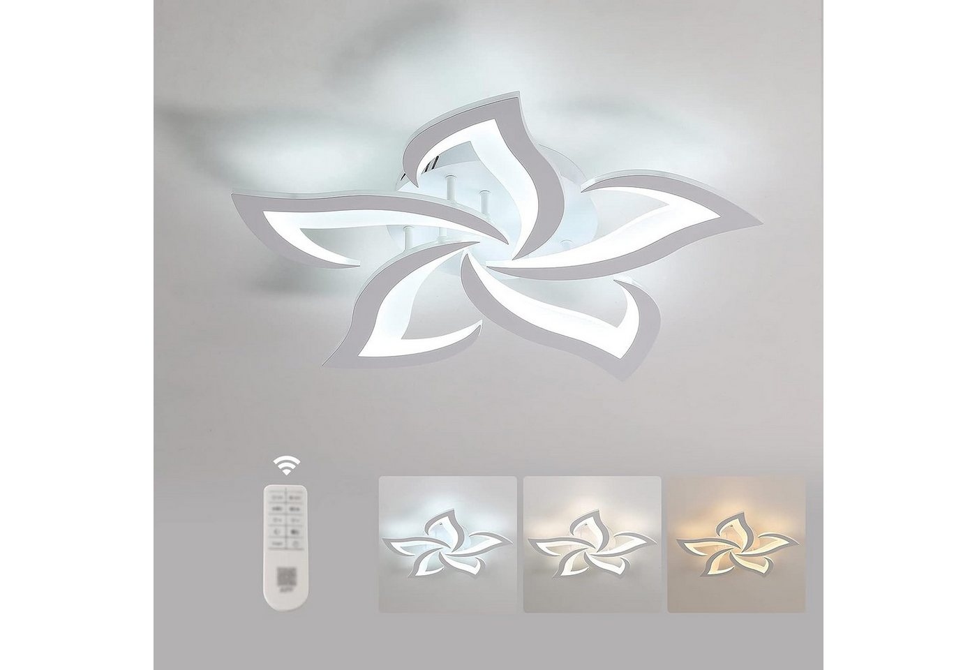 Riserva LED Deckenleuchte LED Deckenleuchte Dimmbar 40W Weiß mit Fernbedienung App 60cm, LED wechselbar, Kein Flimmern,Augenschutz Design,für Schlafzimmer,Wohnzimmer,Büro Bild 5