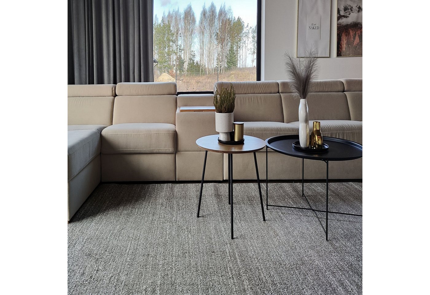 Mazovia Teppich Modern Einfarbig Anthrazit Grau Wohnzimmer, Schlafzimmer, Büro, Fußbodenheizung Bild 5