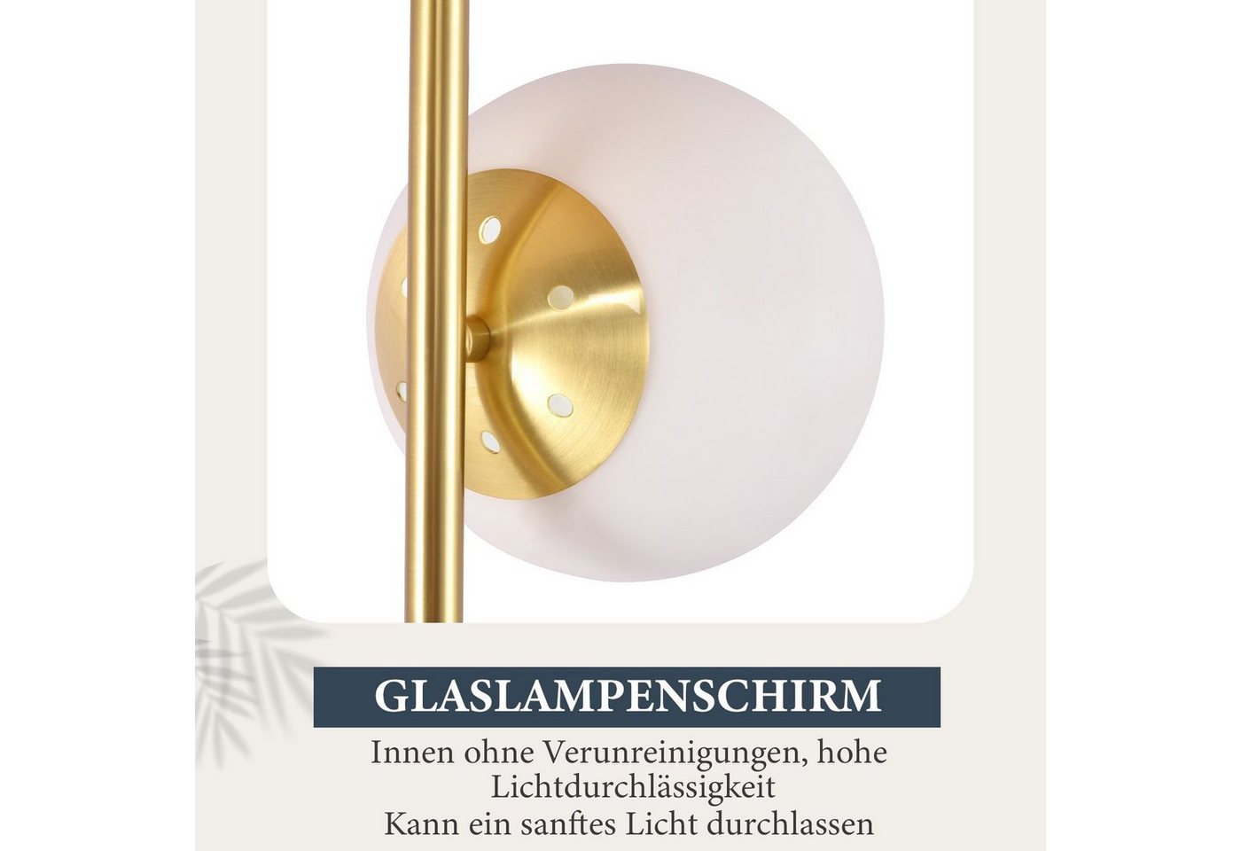 Nettlife Stehlampe Gold/Schwarz Glas Stehleuchte 1/3-flammig E27 Höhe 150cm 25/40W, mit Fußschalter, ohne Leuchtmittel, Wohnzimmer Schlafzimmer Büro Kinderzimmer