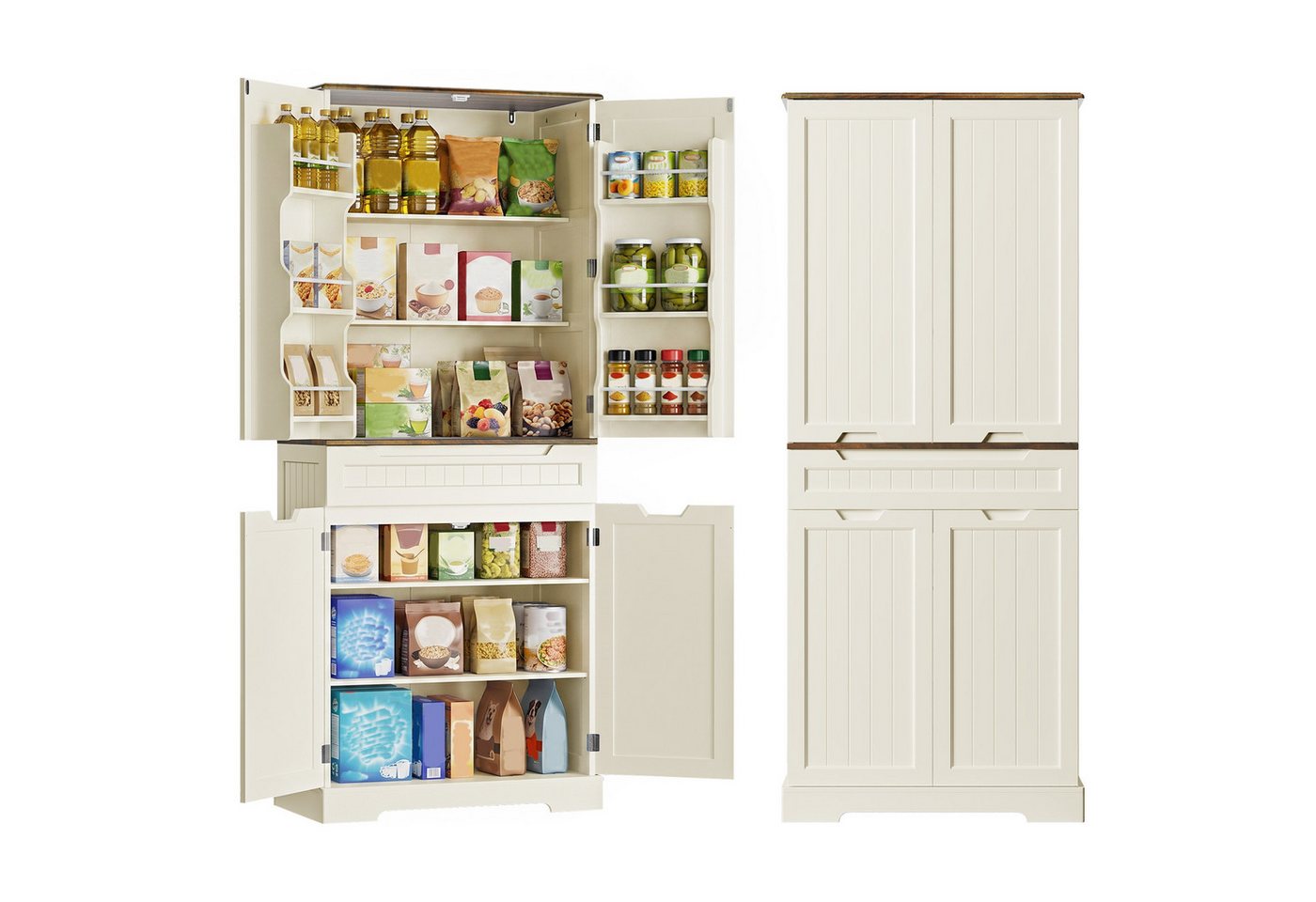 Bealife Küchenbuffet Küchen Hochschränke mit 4 Türen und 1/2 Schublade, H:180CM Bild 2