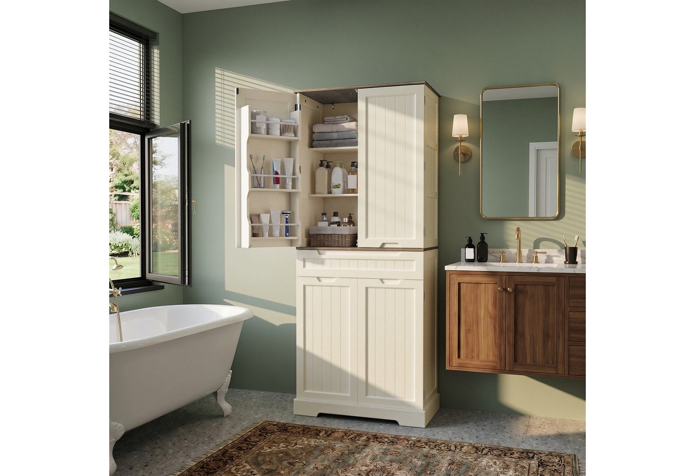 Bealife Küchenbuffet Küchen Hochschränke mit 4 Türen und 1/2 Schublade, H:180CM Bild 4