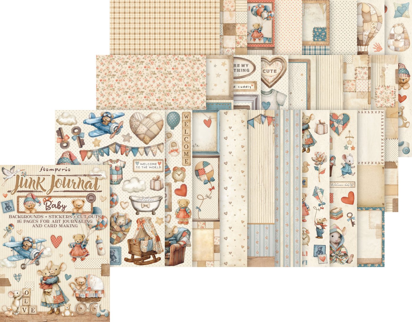 Stamperia Motivpapier Junk Journal Book Baby, 16 Blatt