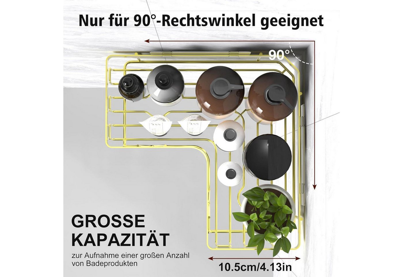 LuxusKollektion Duschablage Duschablage ohne Bohren Eckregal Gold Edelstahl 2 Stück Gold