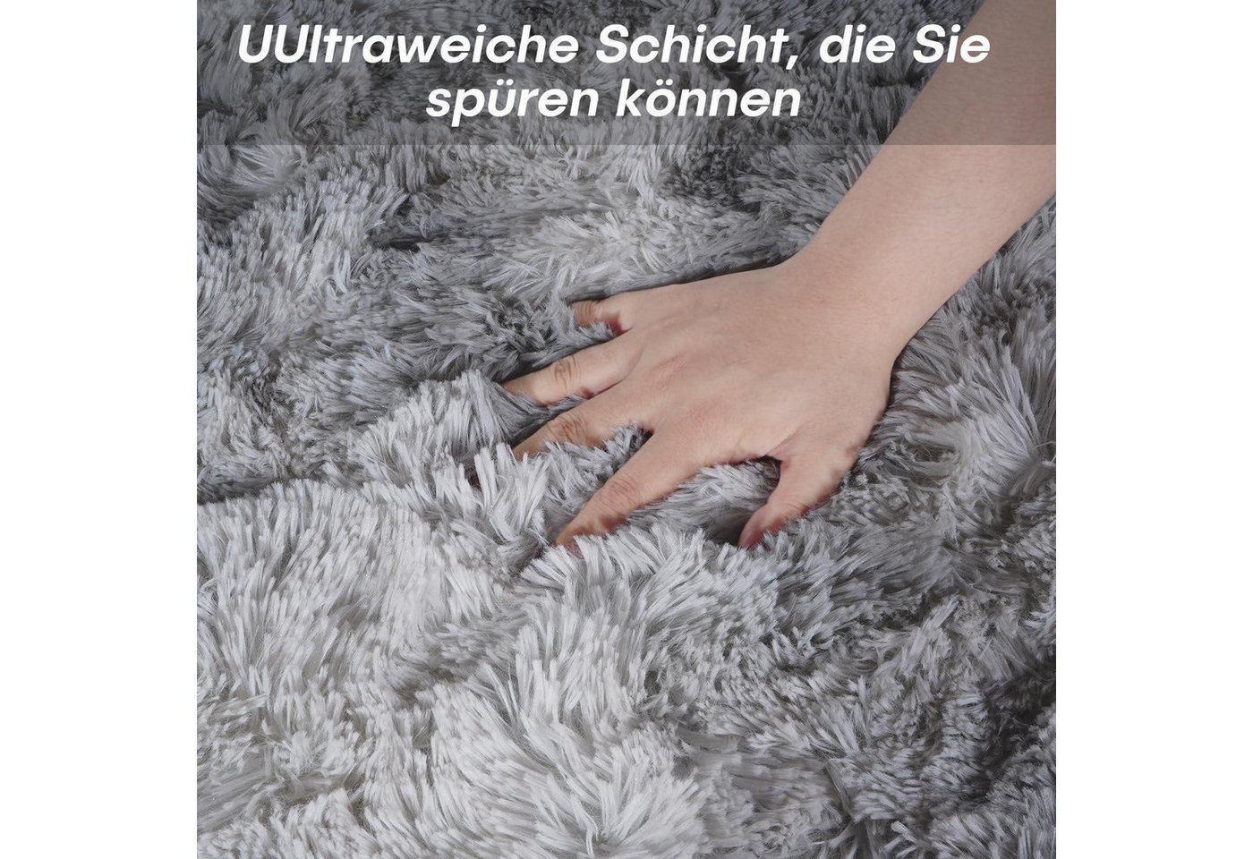 LuxusKollektion Hochflor-Teppich Hochflor Teppich hellgrau 90x150, rechteckig, Höhe: 45 mm Bild 2