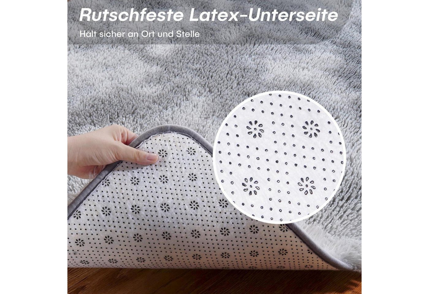 LuxusKollektion Hochflor-Teppich Hochflor Teppich hellgrau 90x150, rechteckig, Höhe: 45 mm Bild 3