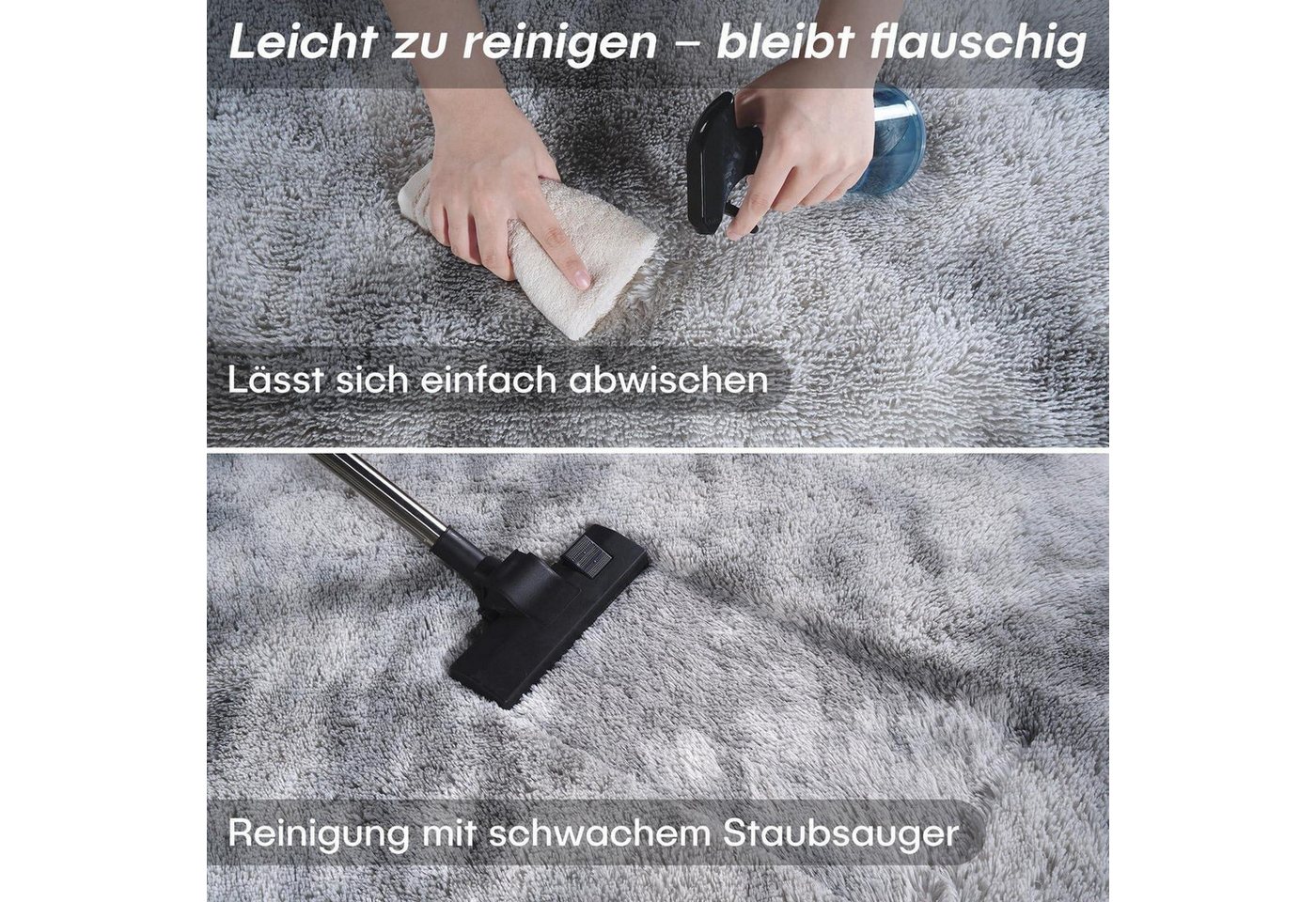LuxusKollektion Hochflor-Teppich Hochflor Teppich hellgrau 90x150, rechteckig, Höhe: 45 mm Bild 4