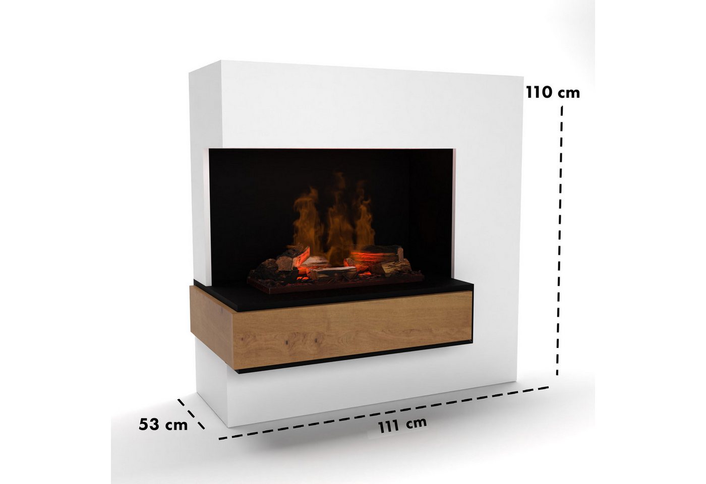 GLOW FIRE Elektrokamin Planck Hoch Wasserdampf Kamin, Standkamin, Elektrischer Kamin, Wasserdampfkamin mit 3D Feuer und Knisterfunktion
