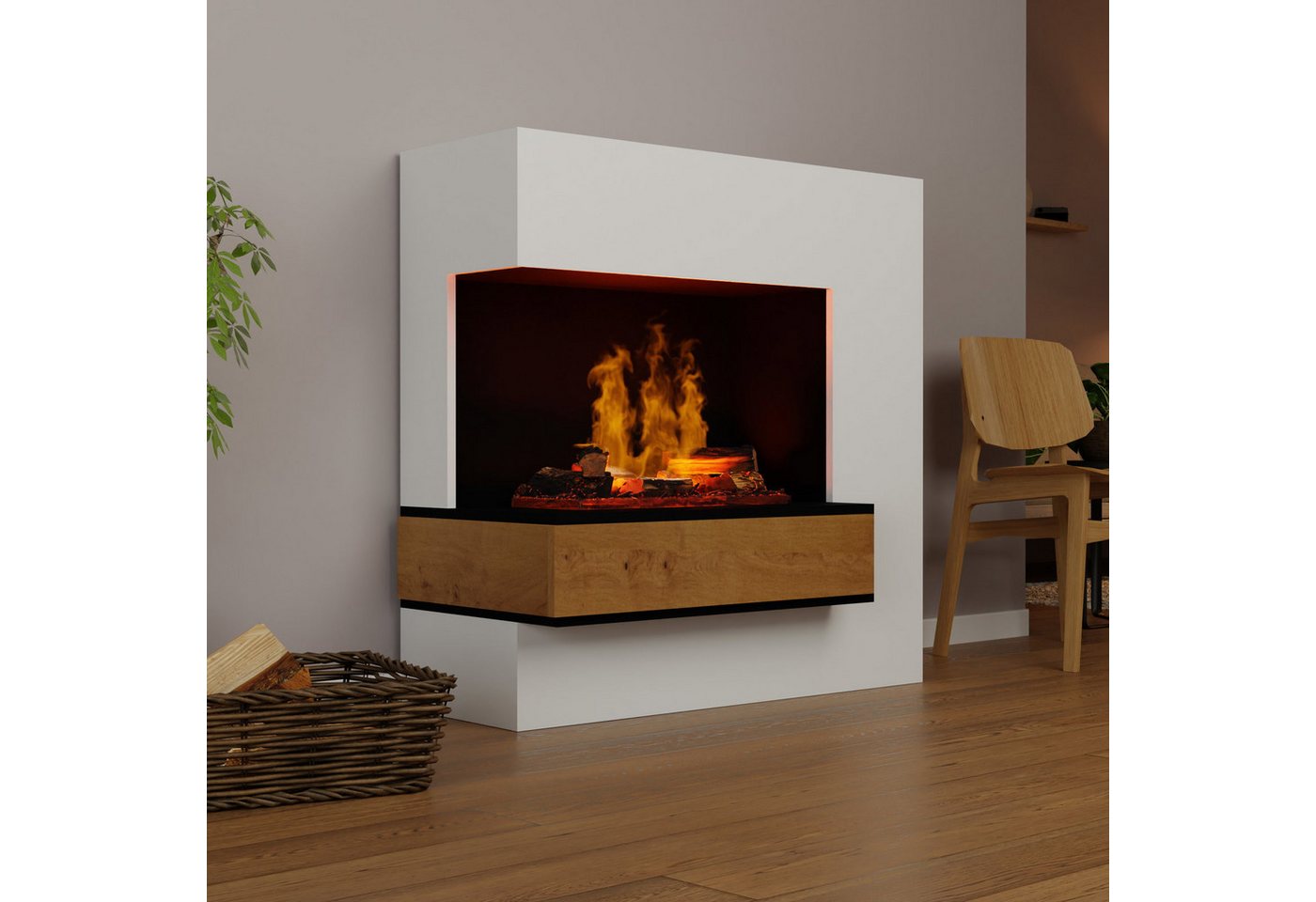 GLOW FIRE Elektrokamin Planck Hoch Wasserdampf Kamin, Standkamin, Elektrischer Kamin, Wasserdampfkamin mit 3D Feuer und Knisterfunktion Bild 2