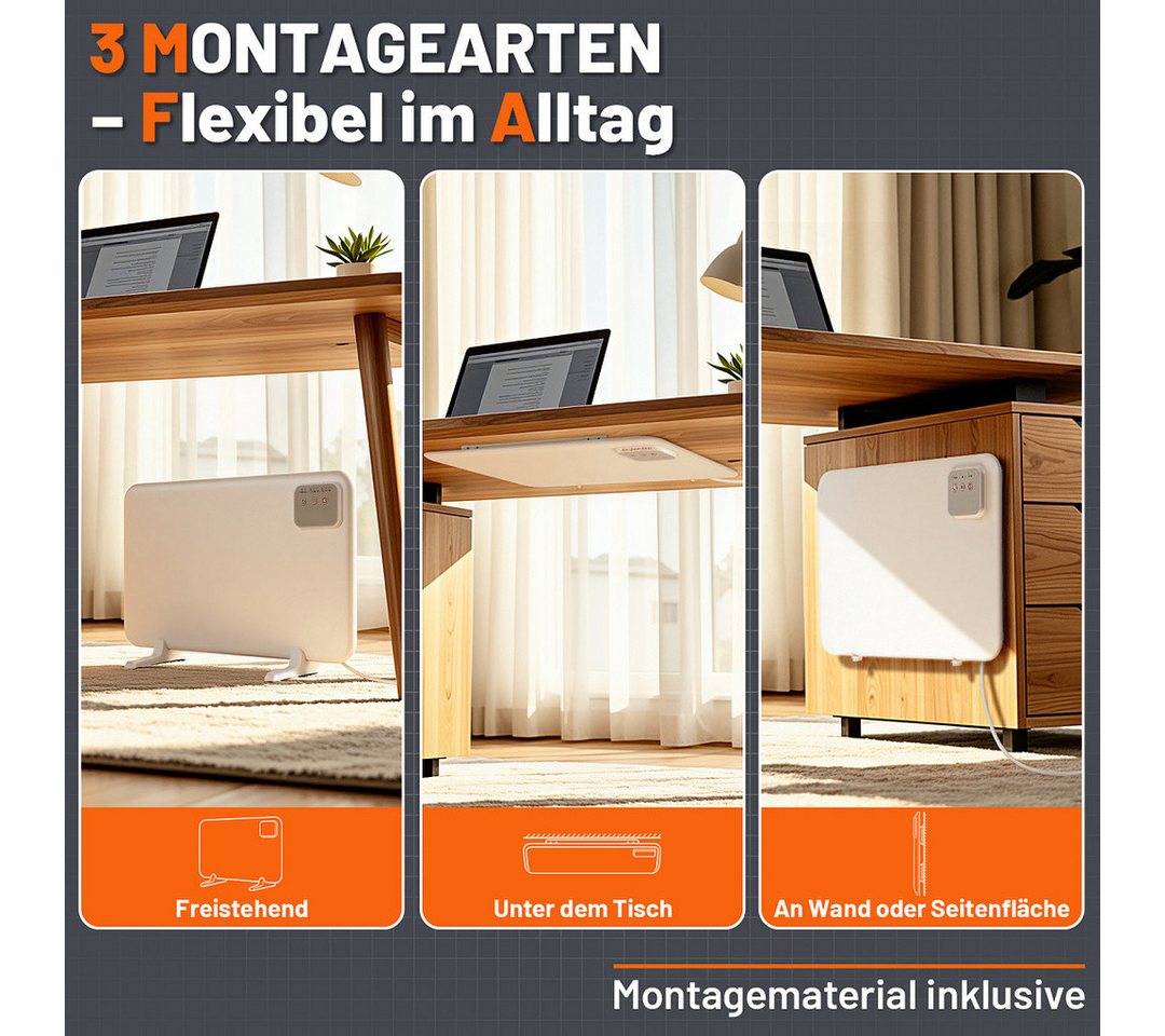 Clanmacy Infrarotheizung Infrarotheizung 120W Untertischheizung Heizpaneel Büro Timer Bild 5