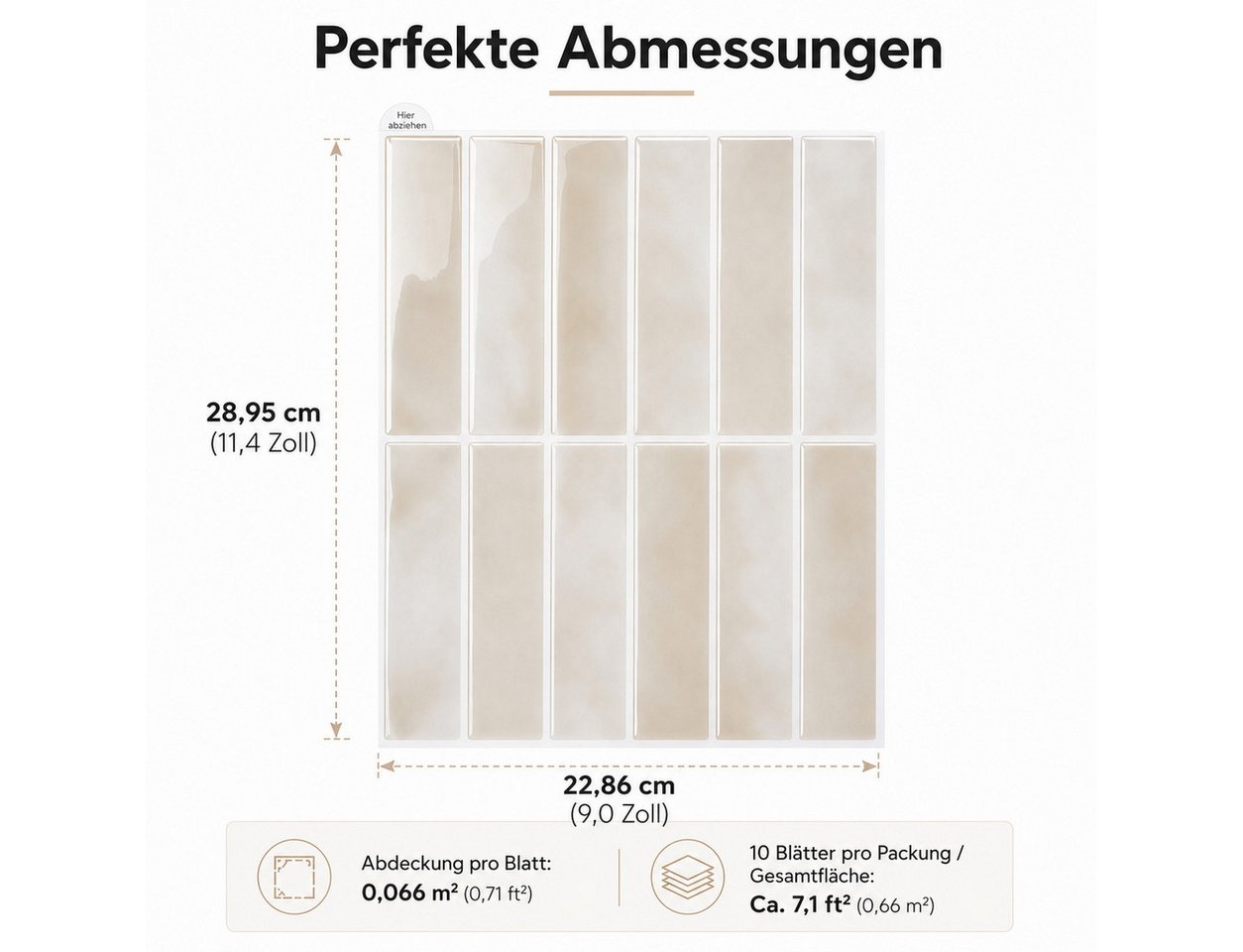 LEMLIT Fliesenaufkleber 10Stück Dickere Küchenfliesen Selbstklebende 3D Fliesenaufkleber (10 Stück, 10 St., 22,9x29cm,Fettbeständig, Einfach Zuschneidbar), für Bad,Küche,Wand Dekoration Wasserdicht,leicht zu Reinigen