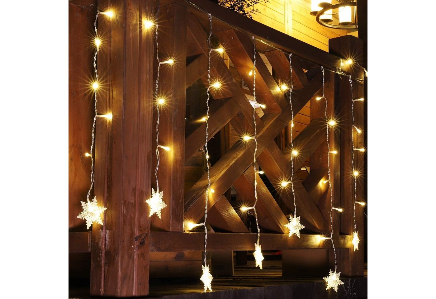Salcar LED-Lichterkette 3m Lichtervorhang Weihnachten Schneeflocken 108 LED