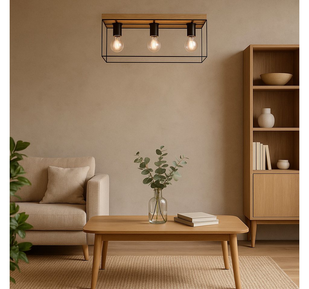 MeLiTec LED Deckenleuchte Holz Deckenbeleuchtung Gretter D130, Holz Deckenleuchte Gretter D130 Bild 3