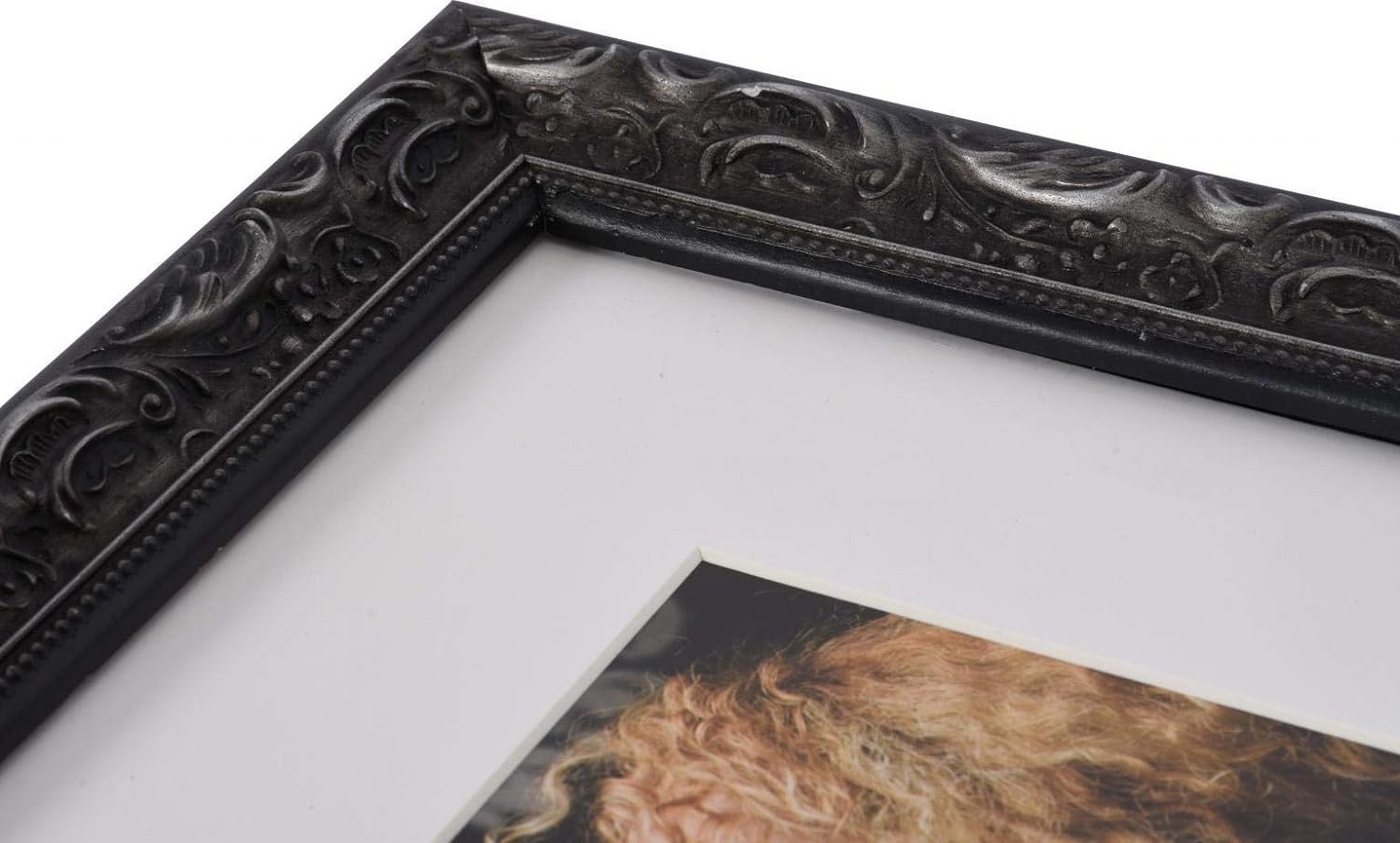 IDEAL TREND Bilderrahmen Chic Baroque Bilderrahmen aus Holz 15x20 passepartout 10x15 Schwarz Fo Bild 4