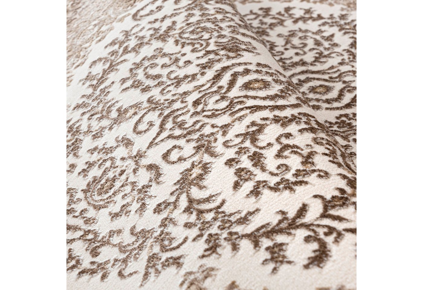 Mazovia Designteppich Klassisch Bordüre Beige Creme Wohnzimmer, Schlafzimmer, Esszimmer, Fußbodenheizung Bild 4
