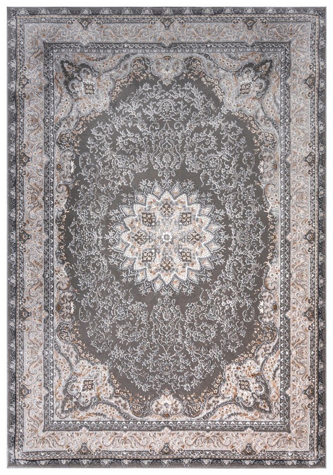 Mazovia Designteppich Klassisch Bordüre Anthrazit Grau Wohnzimmer, Schlafzimmer, Esszimmer, Fußbodenheizung